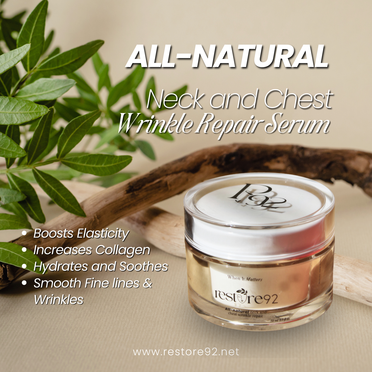 AVAILABLE NOW! Restore 92 All-natural neck and chest wrinkle repair